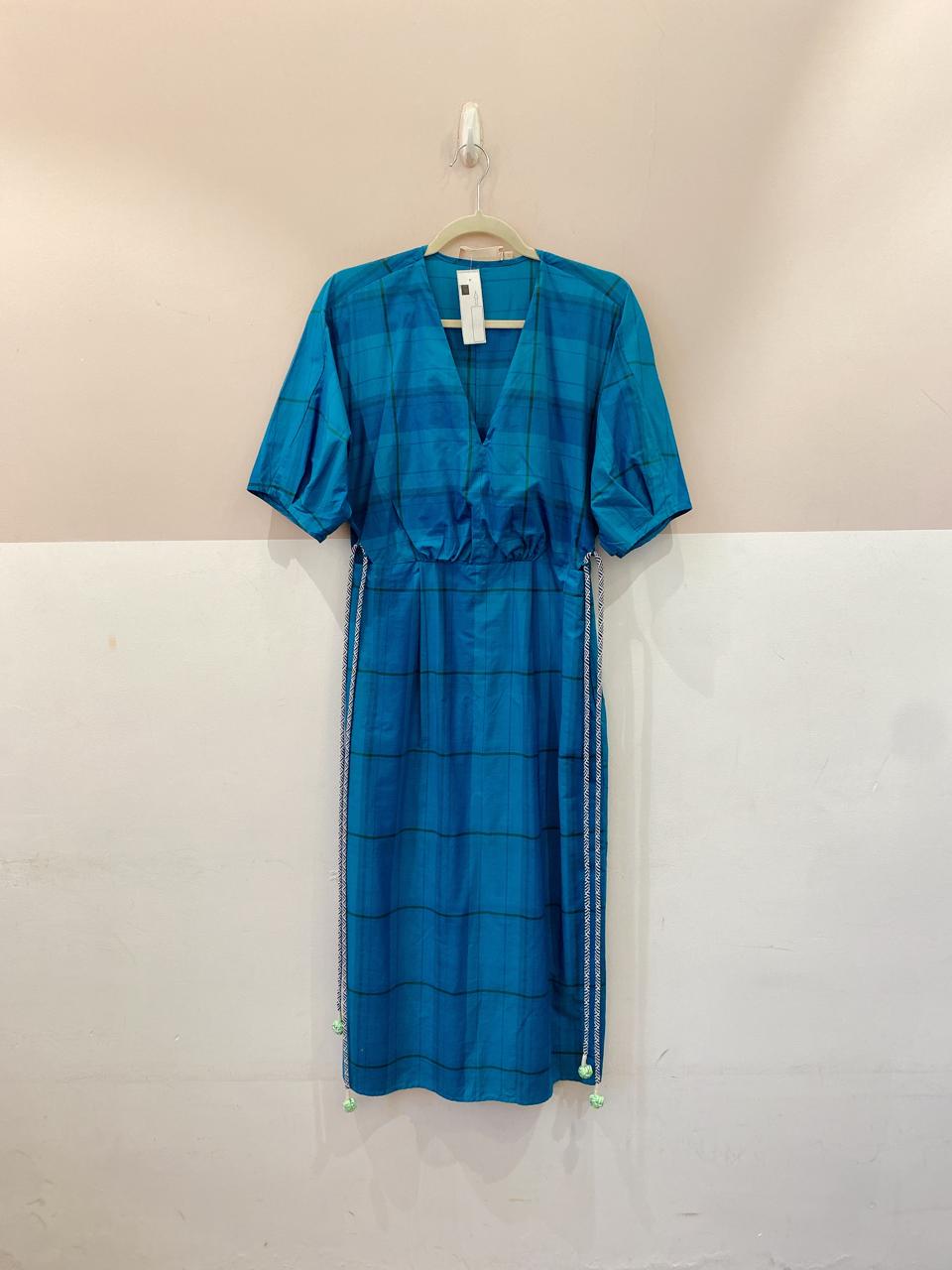 Vestido midi azul xadrez Cris Barros M - Imagem 2