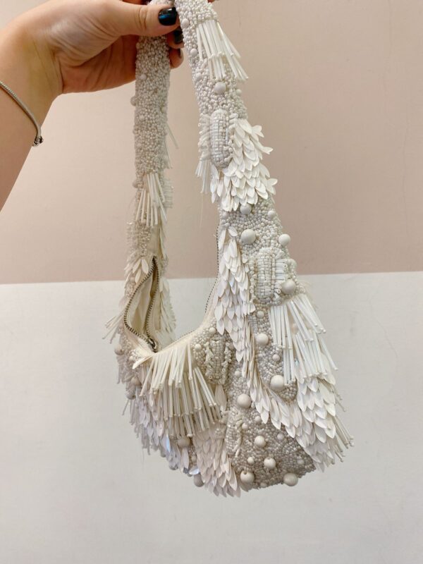Bolsa miçangas branca Zara - Imagem 5