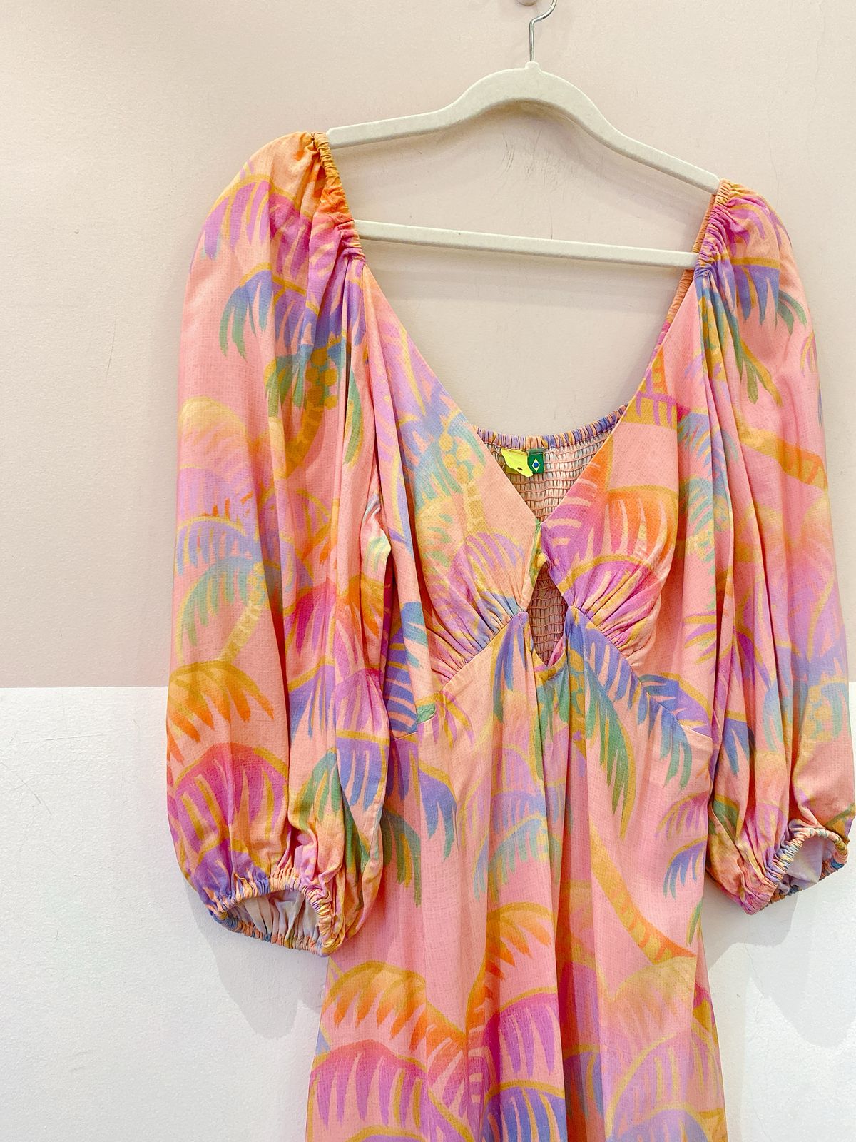 Vestido longo estampado rosa Farm M - Imagem 4