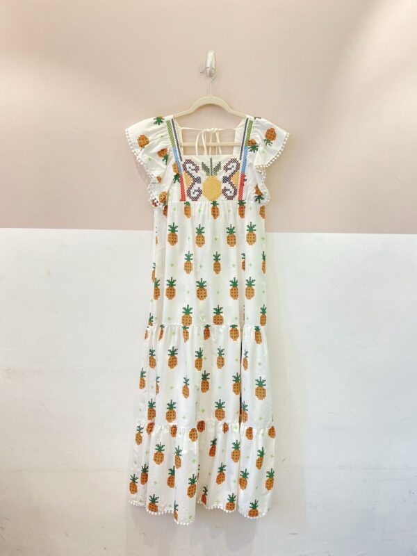 Vestido midi bordado abacaxis Farm P