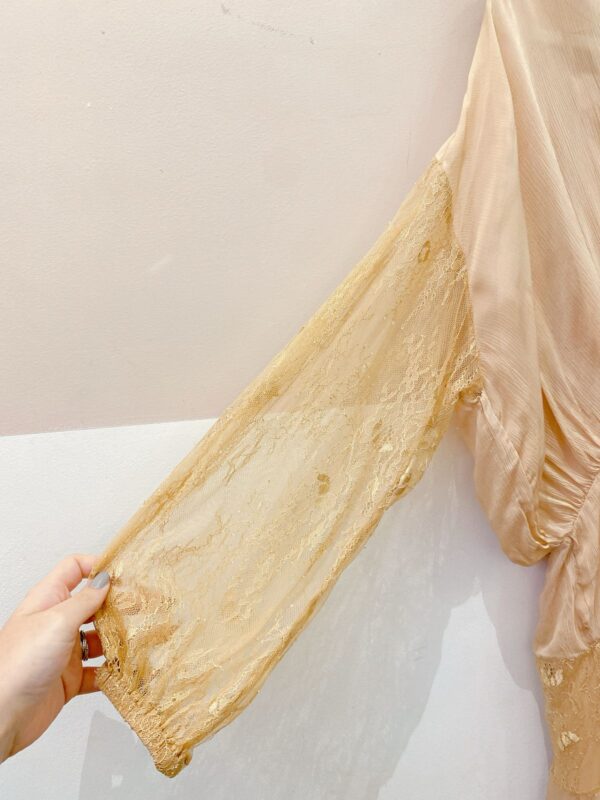 Vestido longo bege renda Zara M - Imagem 7