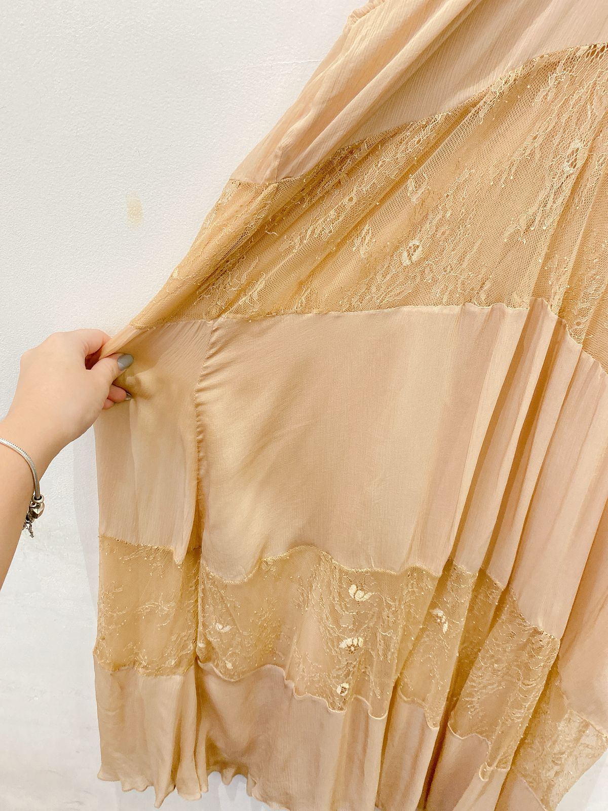 Vestido longo bege renda Zara M - Imagem 6