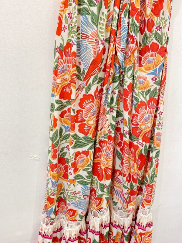 Vestido longo floral recortes Farm P - Imagem 5