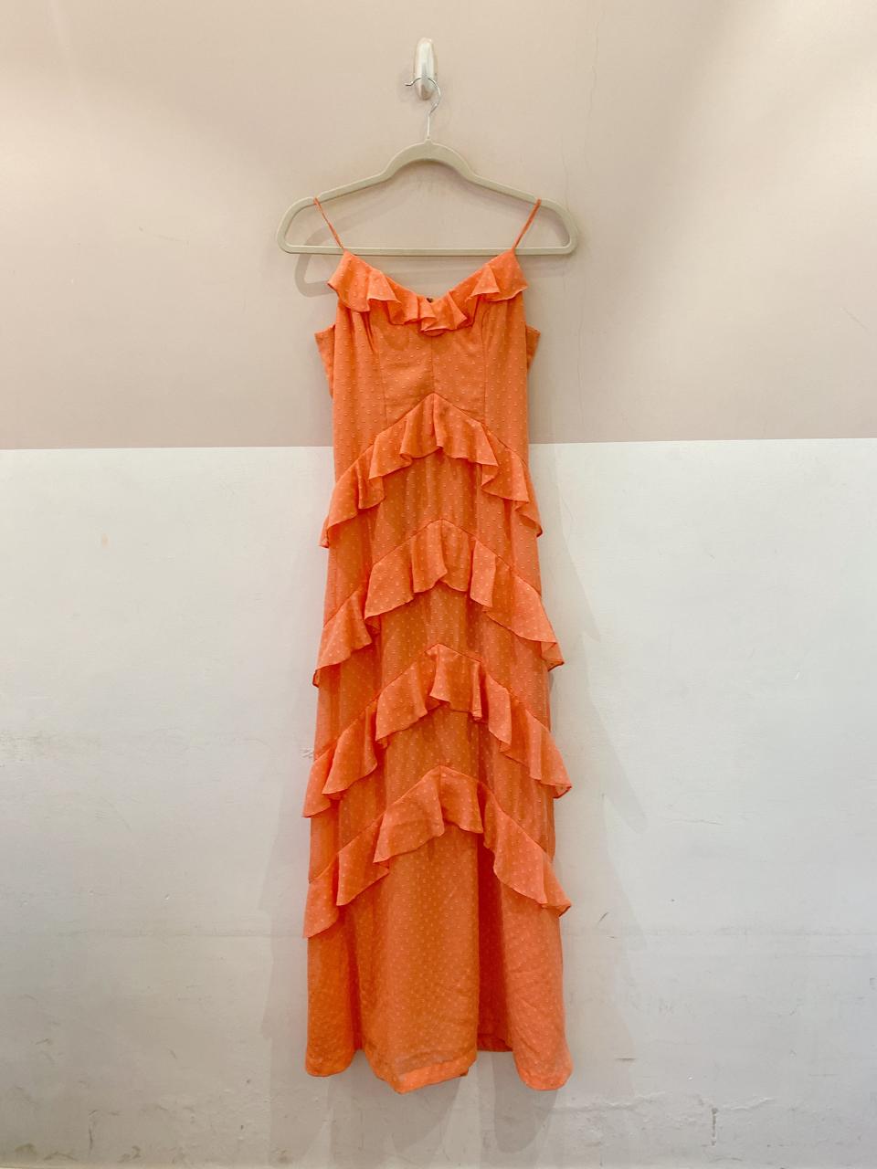 Vestido longo coral babados Dress & Go 38 - Imagem 2