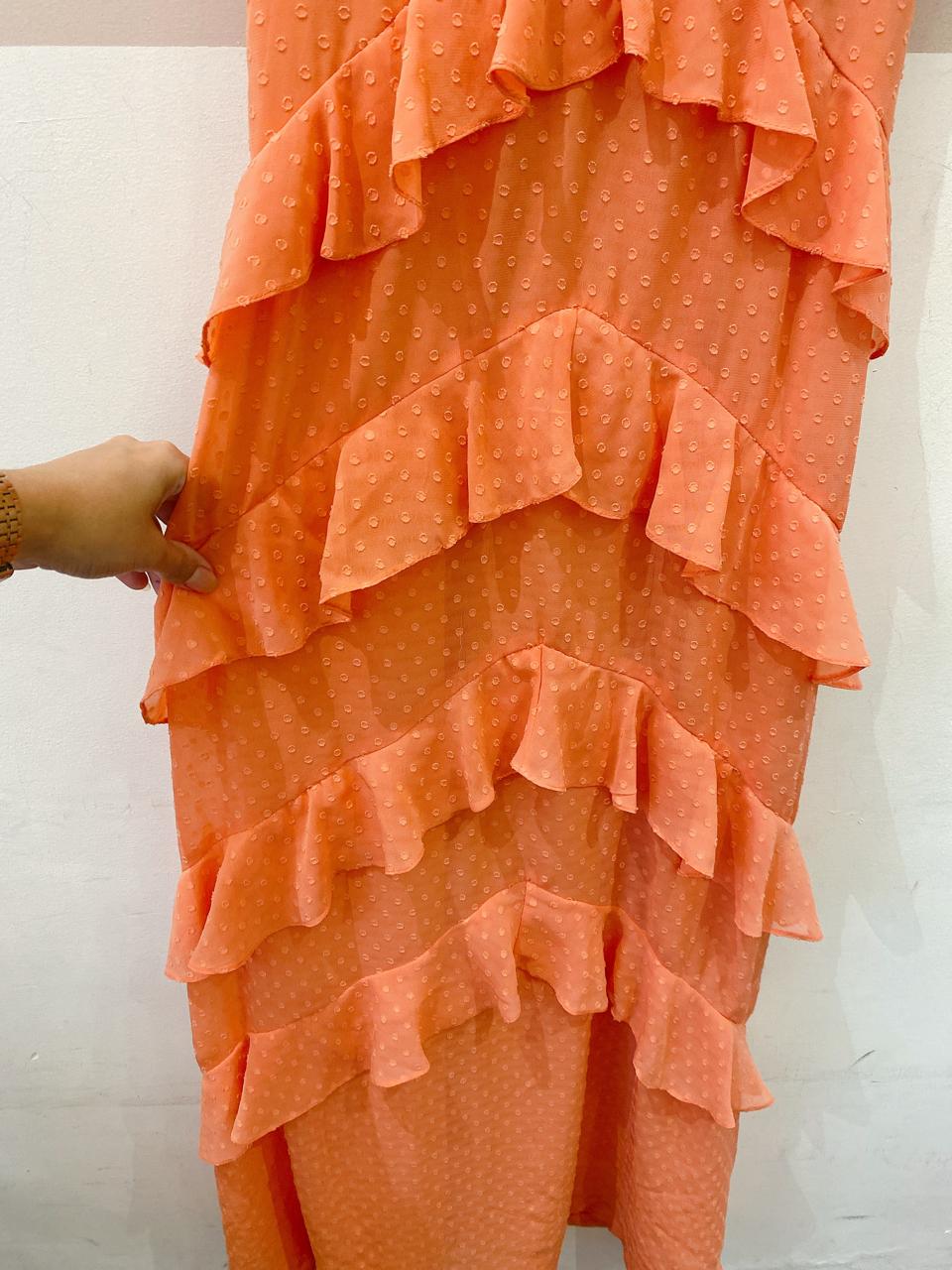 Vestido longo coral babados Dress & Go 38 - Imagem 6
