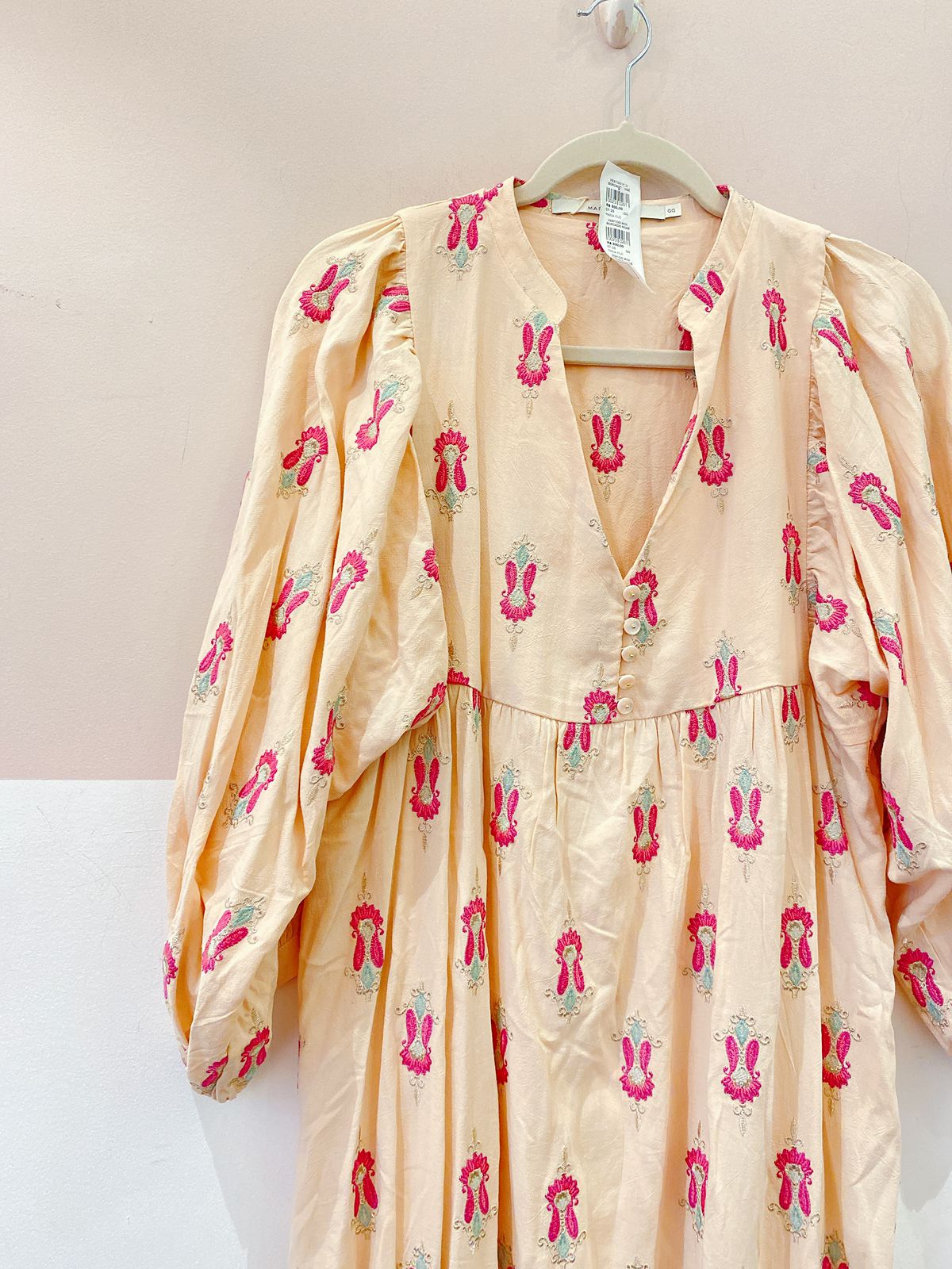 Vestido midi bordado rosê Maria Filó GG - Imagem 4