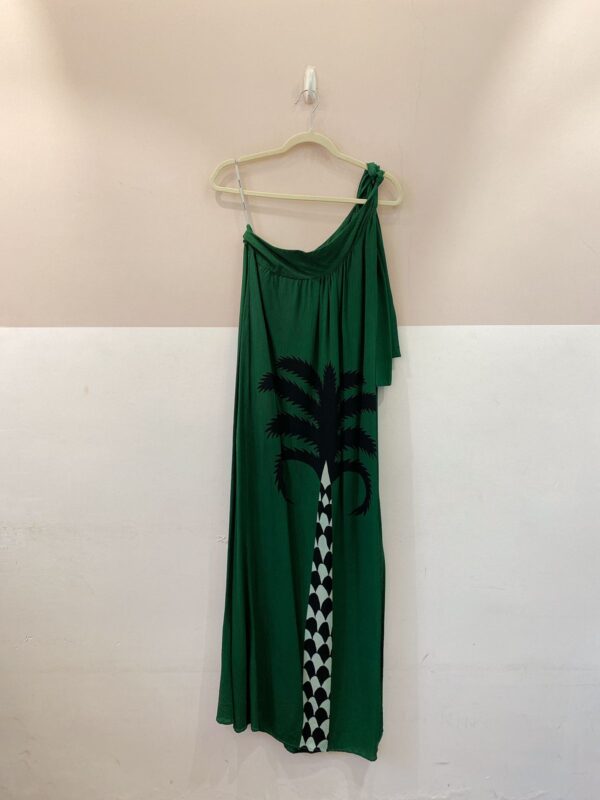 Vestido longa seda verde Wasabi M