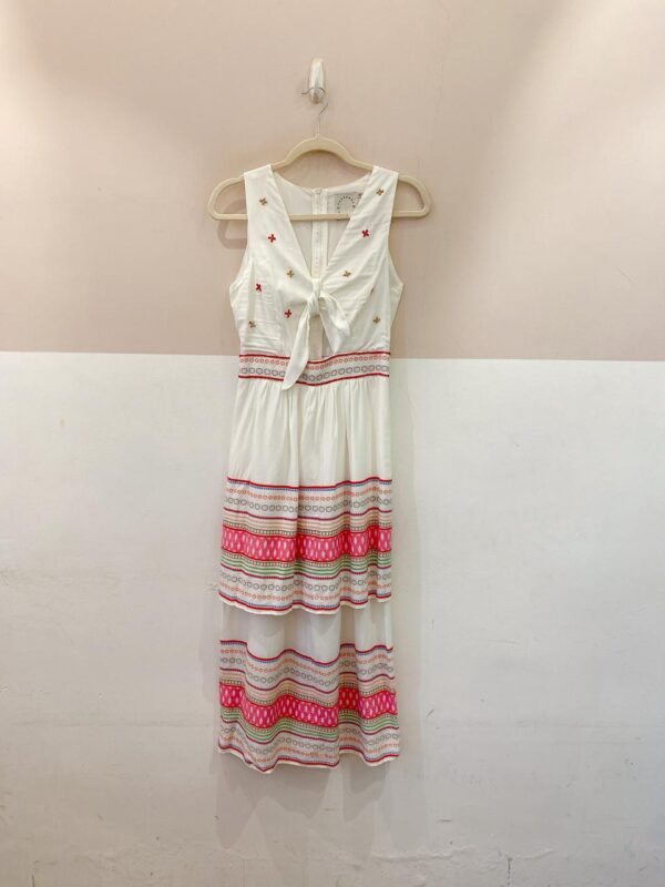 Vestido midi branco bordado Fernanda Di Biase P