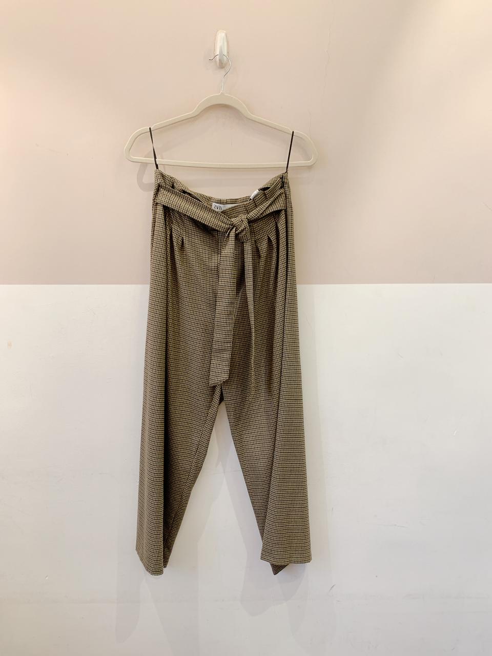 Calça xadrez marrom c/ faixa Zara G - Imagem 2