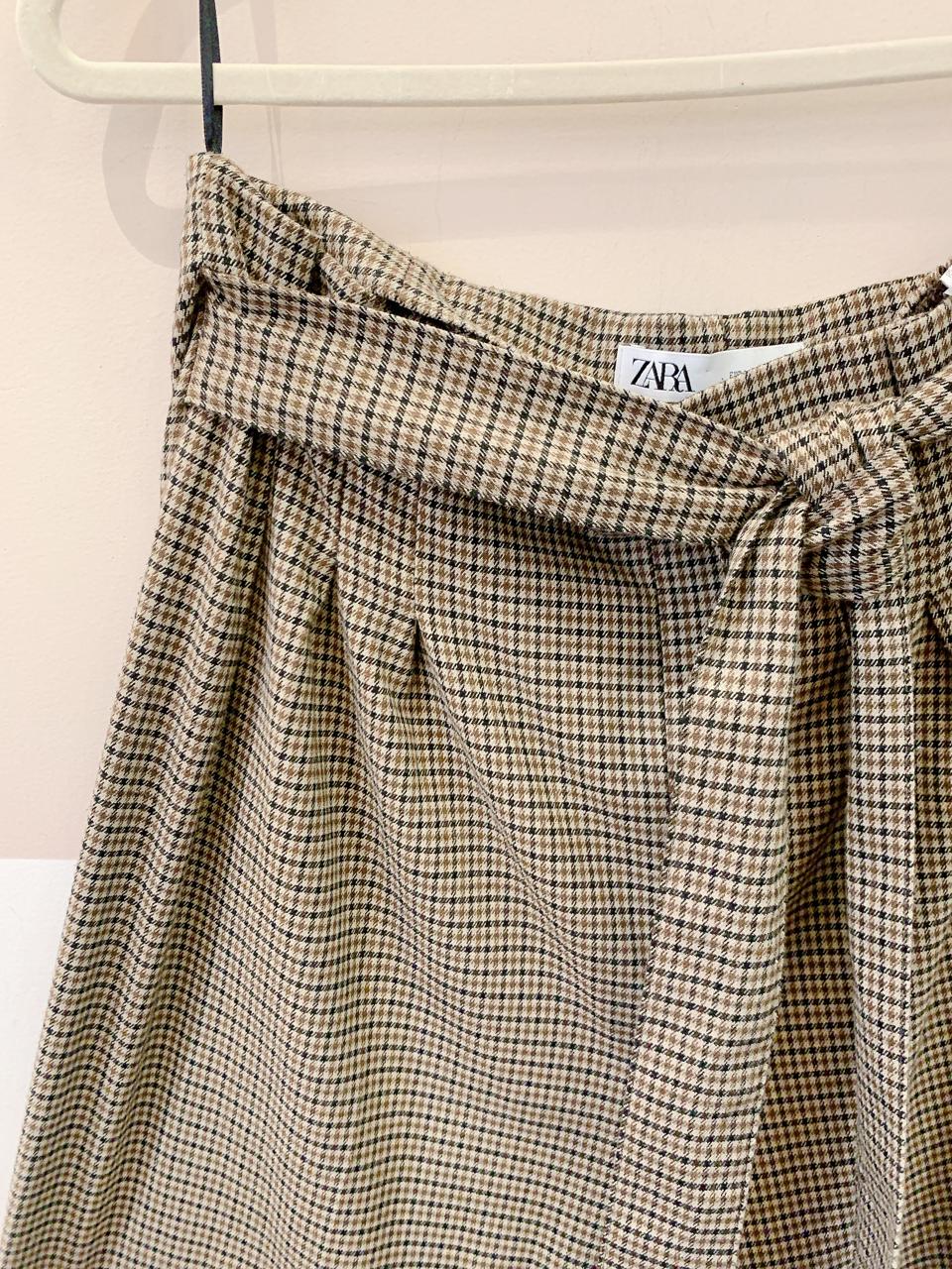Calça xadrez marrom c/ faixa Zara G - Imagem 4