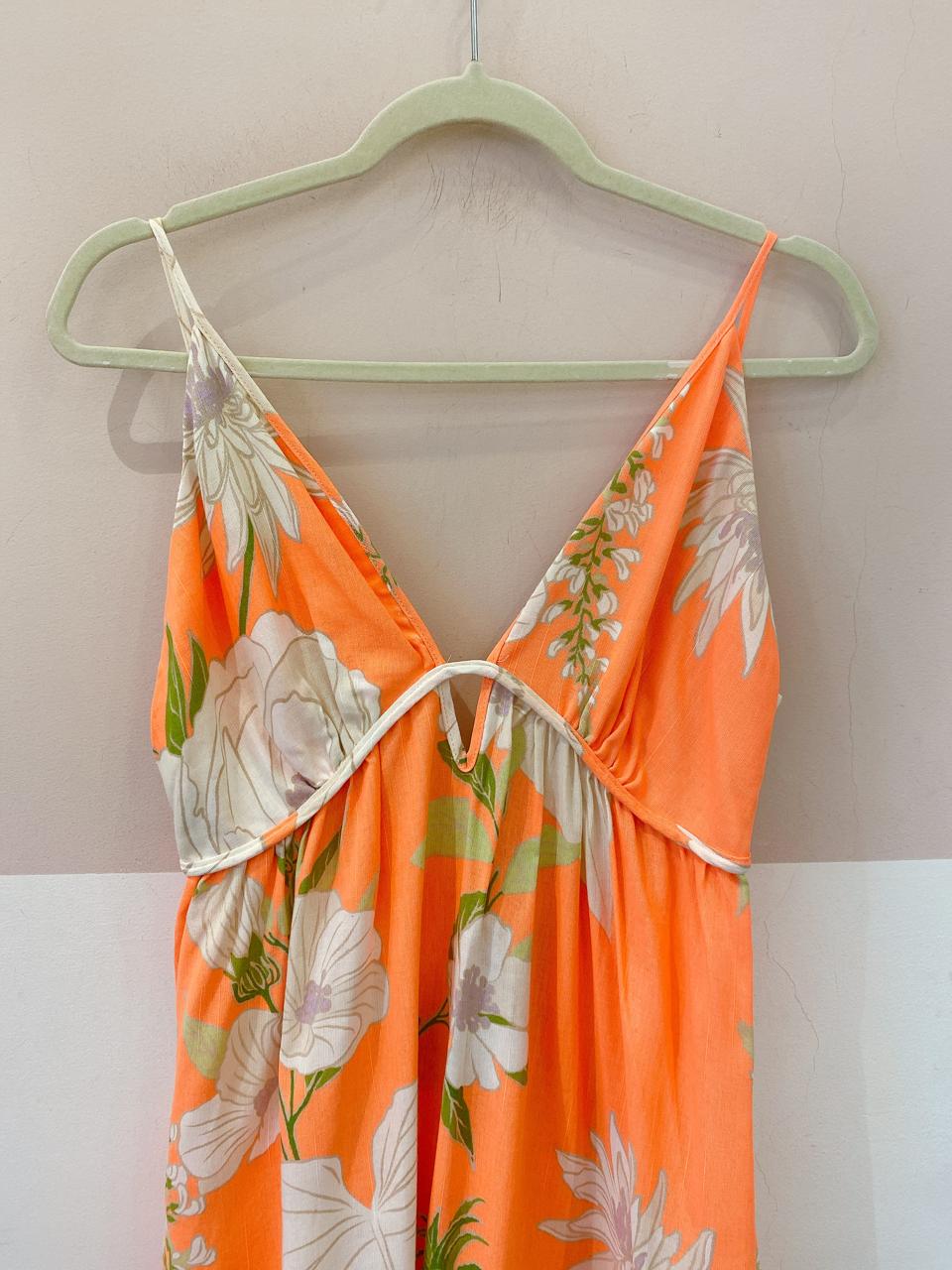Vestido midi laranja floral Farm M - Imagem 3