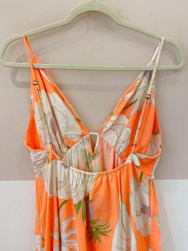 Vestido midi laranja floral Farm M - Imagem 4