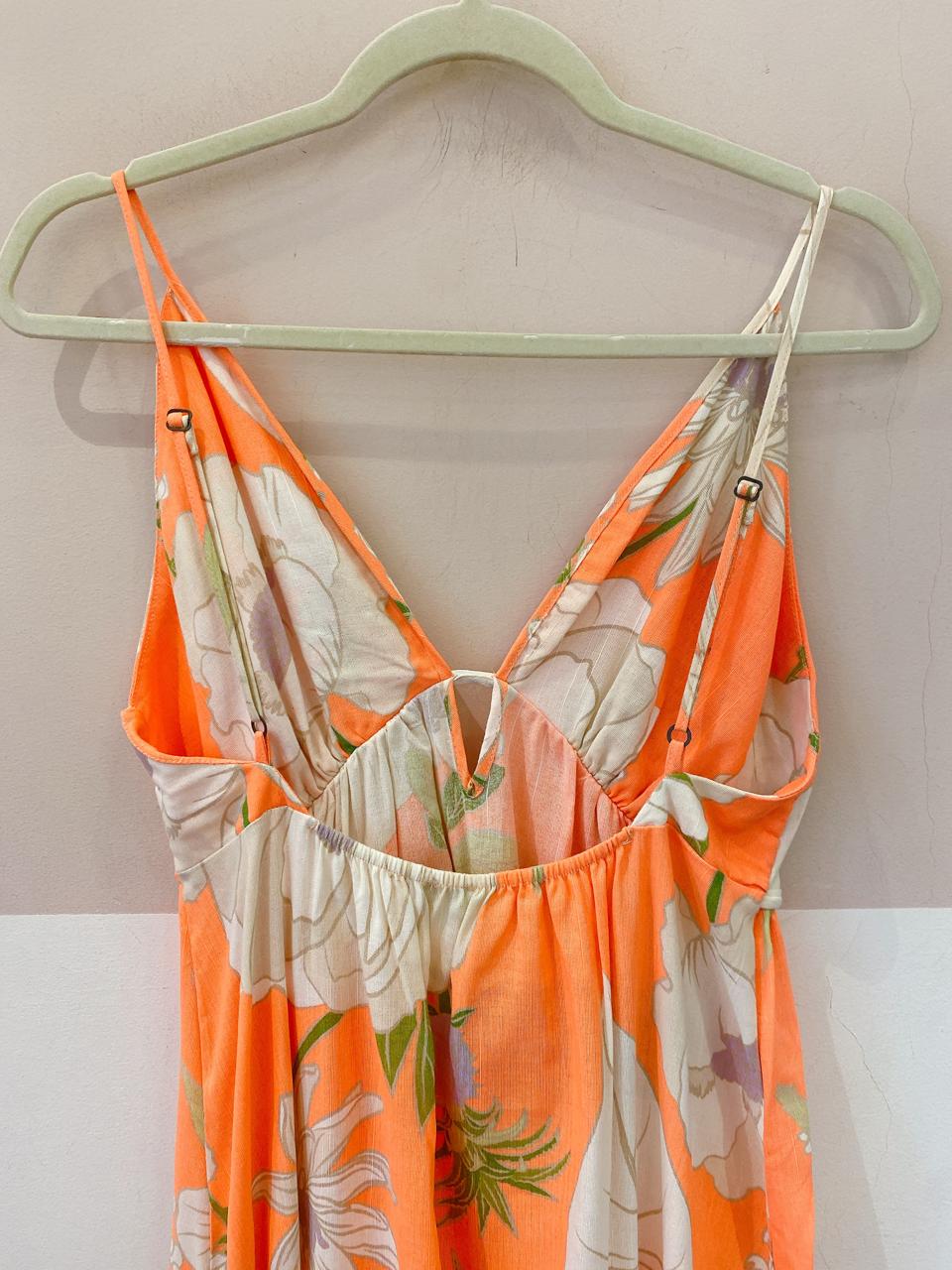 Vestido midi laranja floral Farm M - Imagem 5