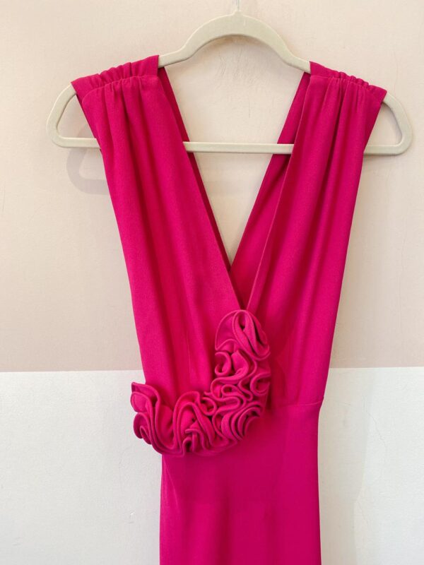 Vestido midi fucsia aplicação Cris Barros 38 - Imagem 3