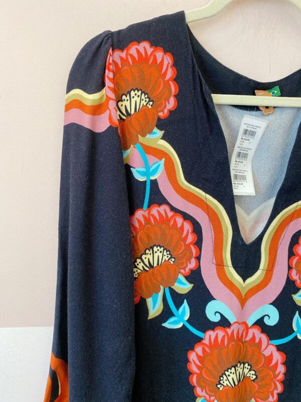 Vestido midi preto estampado Farm P - Imagem 3