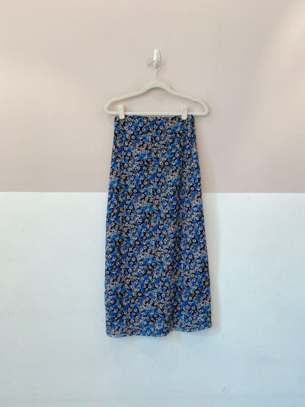 Saia midi flores azuis M