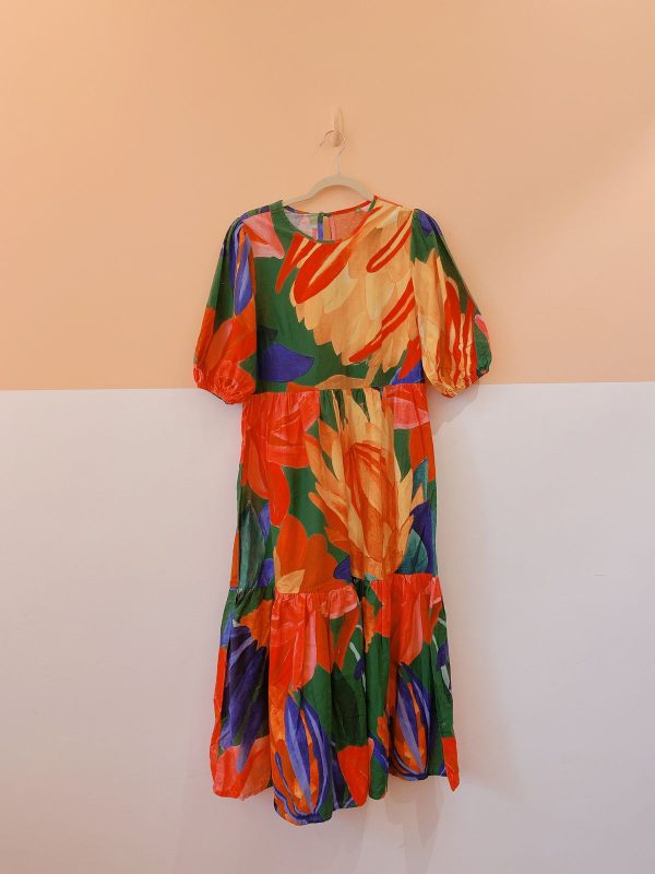 Vestido midi florido colorido Farm G